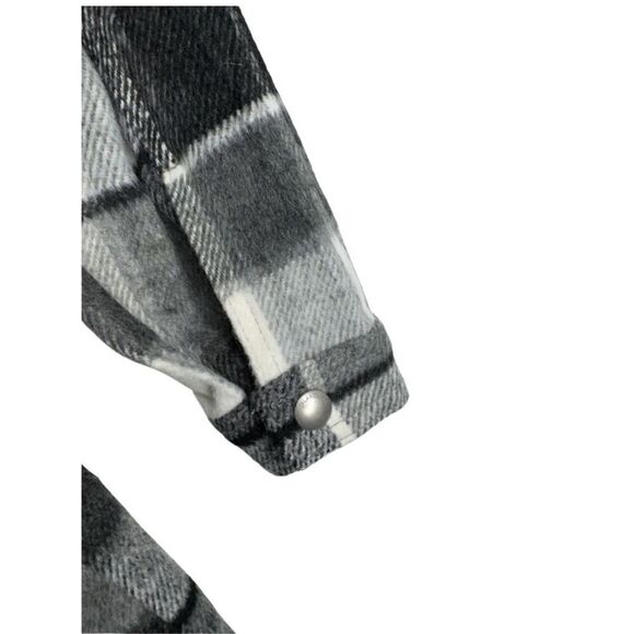 Blank NYC Flannel Jacket Size Small Gray Tie Front Black Buttoned Long Sleeve - Picture 8 of 10